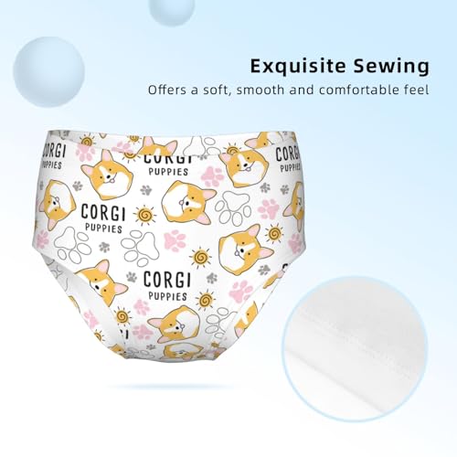 Smiling Corgi Puppies Girls' Underwear Soft Cotton Little Girls Panties Comfort Briefs3