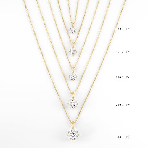 IGI Certified 1/4 to 4 Carat Round Brilliant Cut Lab Grown Diamond Solitaire Pendant Necklace for Women I 14k Gold Necklace (G-H, VS1-VS2, cttw) Adjustable 16 to 18 Inch Chain3