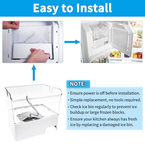 Image of Upgraded WPW10347093 W10347093 Removable Ice Bin Assembly Replacement for W10347100 Ice Container, Compatible with Whirlpool Refrigerator Ice Maker, Fits WRF736SDAM14, WRF736SDAM13 Ice Bucket