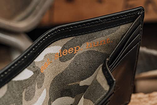 House of Jack Co. Deer Bifold Wallet for Men and Outdoorsmen with Two ID Windows, Camou Lining, Full Grain Cowhide Leather Wallet, Black - Image 4