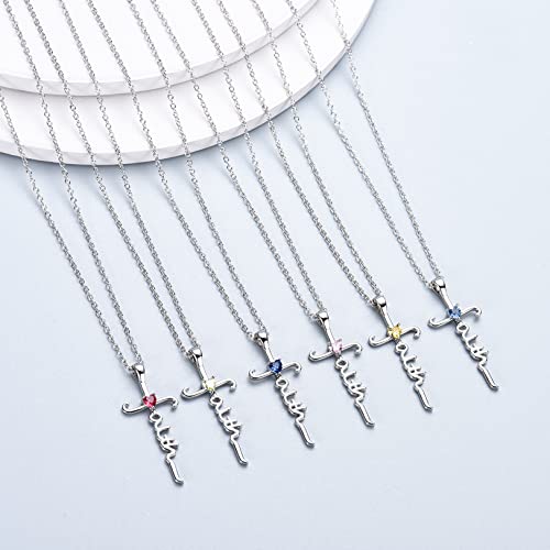 Nupdot Silver Cross Necklace For Women Girls, Sterling Silver Chain November Birthstone Faith Cross Pendant Necklaces Christmas Christian Religious Birthday Gifts For Her, With Gifts Box #TOP5