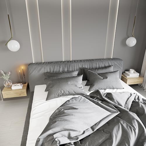 Komto Table de Chevet Suspendue Lot de 2 Chêne Miel – Table de Nuit Murale avec Tiroir, Idéal Chambre | Monaco 46 x 30 x 15 cm – vue 2