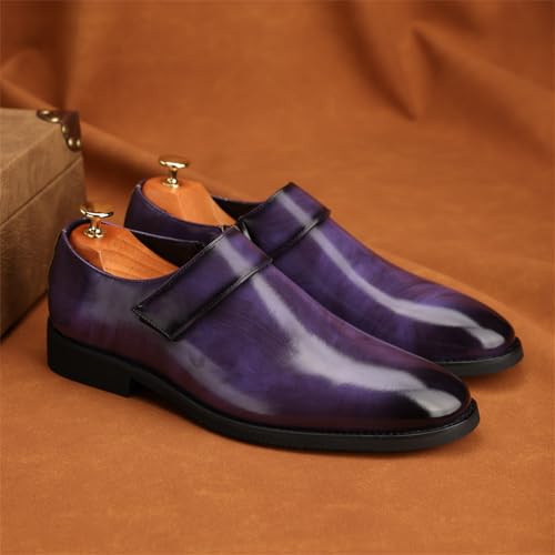 Men's Leather Slip On Adjustable Monk Strap Dress Loafer Shoes Classic Low Top Non Slip Round Toe Business Formal Oxford Shoes for Office Weddings Parties2