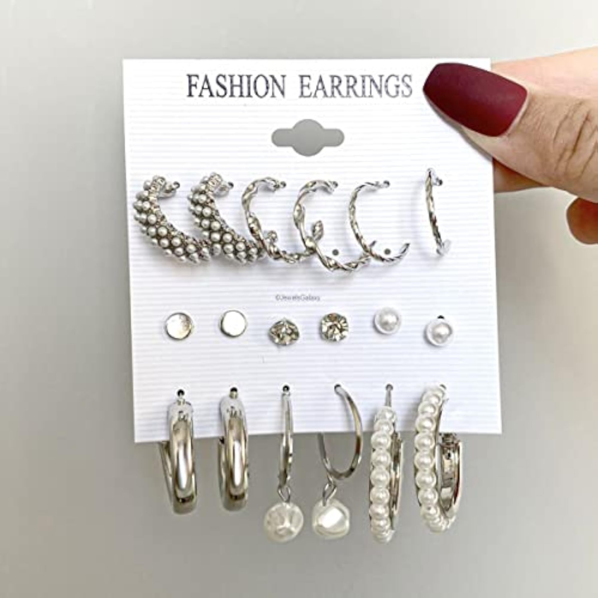 Plated-Toned Contemporary Hoop Earrings Set of 9