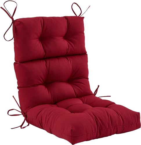 High Back Chair Cushion with Ties,Thicken High Back Chair Pad for Single Sofa Chair Outdoor Patio Chair Cushion Wine