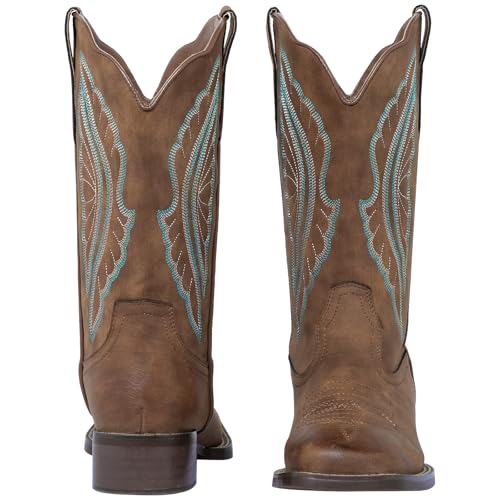 J's.o.l.e Women's Cowboy Boots Square Toe Wide Calf Cowgirl Boots Western Work Boots Embroidered2