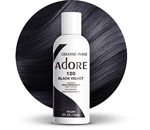 Adore Semi Permanent Hair Color (120 Black Velvet) | Vegan & Cruelty-Free Black Hair Dye | No Ammonia No Peroxide No Alcohol | 4 Fl Oz