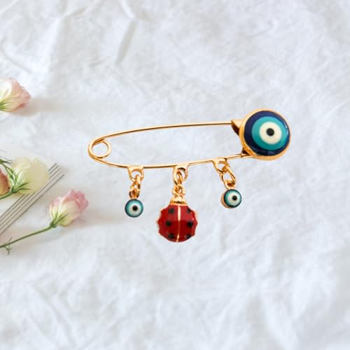 Image of Turkey Evil Eye Rhinestone Charm Blue Lucky Eyeball Hands Brooch Pins Jewelry for Good Luck
