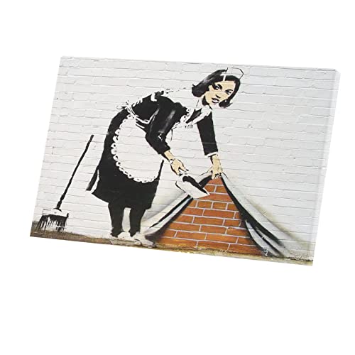 Tableau Banksy Femme de Ménage 96x60 cm Toile Imprimée Street Art