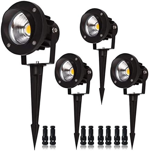 EAGLOD 20W Led Spotlights Outdoor Landscape Lights,Low Voltage Led Landscape Lighting, 12V ~24V AC/DC Waterproof Spot Lights with Stake for Flag Spotlight 3000K Ultra White Lawn Decorative (4Pack)