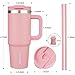 BJPKPK 30oz Stainless Steel Insulated Tumbler With Handle And Lid Straw Travel Coffee Mug Thermal Cup,Light Pink
