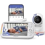 jeeber 2K/3MP Baby Camera Baby Monitor, 5 Inch IPS, Smartphone Connected Babyphone, 360° View, PTZ & VOX, HDR Night Vision, Invisible Infrared Light, Crying Detection & Temperature