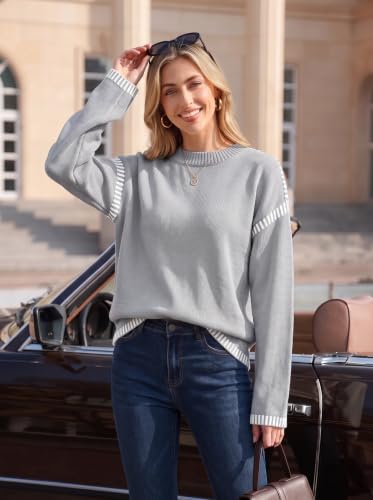 Image of Dokotoo Sweaters for Women Oversized Crewneck Long Sleeve Knit Sweater Tops