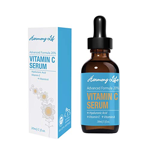 Organic Vitamin C E and A Serum for Face Facial - with Hyaluronic Acid, Anti Aging Wrinkle Dark Spot Remover, Antioxidant Forehead Eye Skin Care