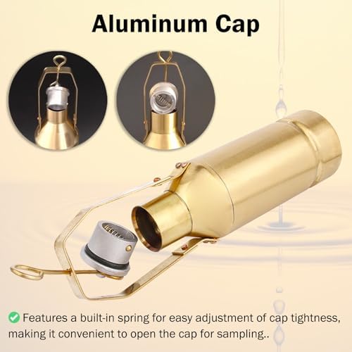 Lightweight Handheld Fuel Oil Sampling Kit, Copper Tanker Sample Extractor with Anti-Static Rope, 10.1 fl oz (300 mL) Water Sampler for Efficient Collector Detection