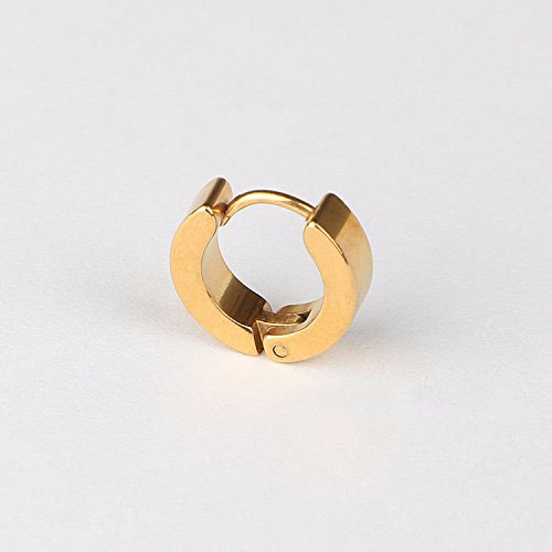 Adecco LLC Men Women 316L Stainless Steel Unique Small Hoop Earrings Huggie Ear Piercings Hypoallergenic (gold)