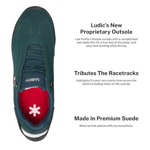 Image of LUDIC Motorsport Men's Sneaker | Premium Suede Low-Profile Driving Shoe | Racetrack Engraved Outsole