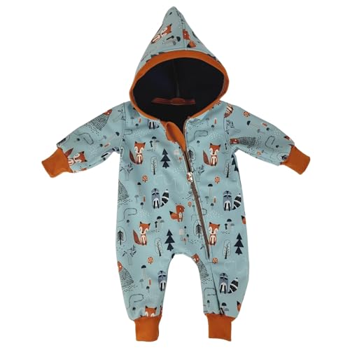 Lilakind“ Baby Kinder Softshell Overall mit Kapuze Füchse Bären...