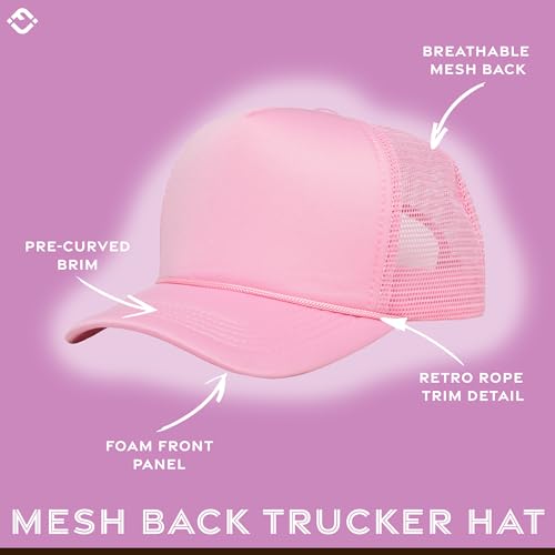 Image of Funky Junque Foam Trucker Hat, Trucker Hats for Women & Men - Blank Adjustable Snapback Mesh Back Baseball Cap