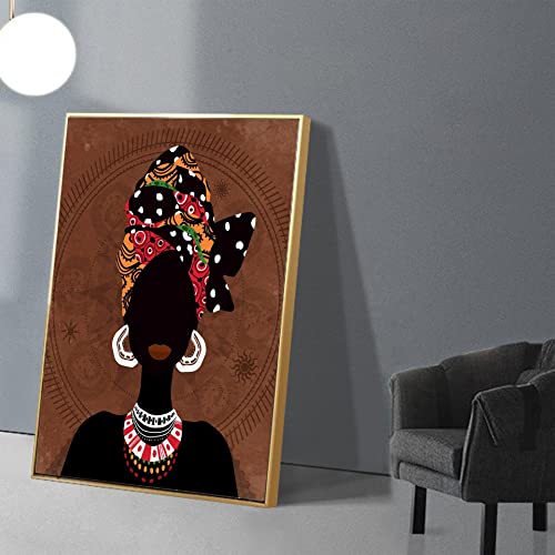 Affiche portrait femme africaine art mural sur toile peinture vintage 50x70 cm salon moderne
