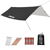 KingCamp Camping Tarp 10ft/13ft Oversize Tarp for Camping Lightweight Tearproof Hammock Rain Fly Waterproof Tarp with Silver Coating UPF50+ UV Protection for Backpacking Hiking Traveling Tent Tarps