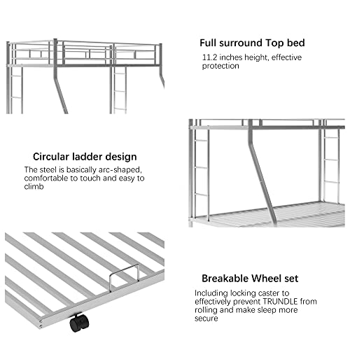 image for Merax Twin Over Full Bunk Bed with Trundle, 3 in 1 Triple Bunk Beds, S