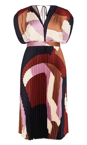 City Chic Women's Plus Size Dress-Henley Print Midi4