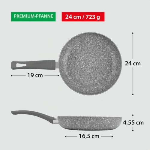 Foto von GadHome Premium 24cm Antihaft Bratpfanne | Pfanne Induktion | Hochwertige Aluminium mit Ergonomischem Griff | Graustein Granit Effekt