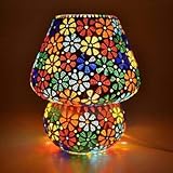 JINPINGHP Mushroom Shaped Glass Table lamp for Bedside Living & Home Decoration Table lamp (Multicolour, Bulb not Included); Made in India JPGL166