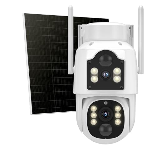 Hiseeu 4MP Dual Lens Wireless Solar Camera Outdoor for Home Security