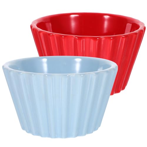 Alipis Set of 2 Small Baking Dishes Ceramic Ramekins Mini Casseroles Oven Bakeware Pudding Cups