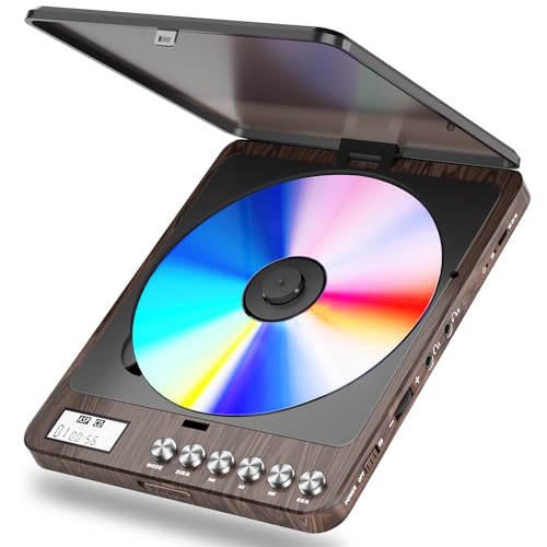Tragbarer CD-Player mit integrierten Lautsprechern, Wiederaufladbarer CD-Player mit Doppel-Kopfhöreranschluss, persönlicher Kompakter CD-Player für Auto, Zuhause und Reisen