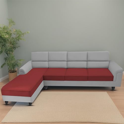 BRAXTON Aaron LHS 6 Seater L Shape Sofa Set for Living Room (Maroon Grey Fabric) Premium Fabric Sofa BRAXTON Aaron LHS 6 Seater L Shape Sofa Set for Living Room (Maroon Grey Fabric) Premium Fabric Sofa