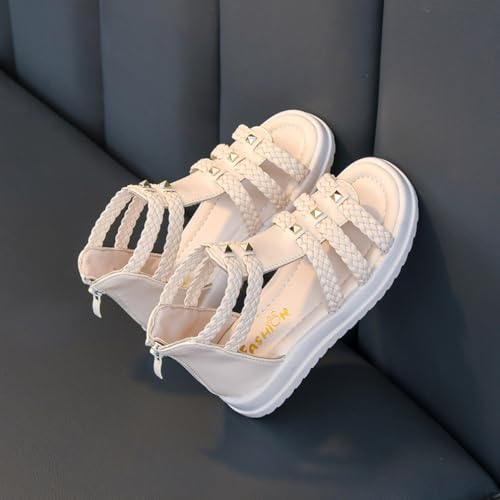 Girls Sandals Wedge Flatform Open Toe Gladiator Strappy Flat Sandals Platform Low Heels Sandals Summer Shoes with Zipper for Toddler/Little Kid/Big Kid3