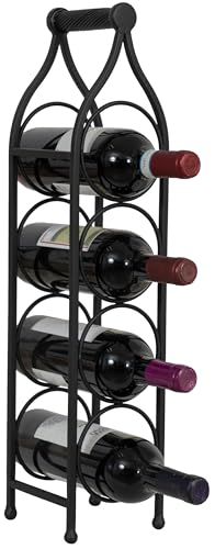 Biscottini Porte-Bouteilles à vin en Fer forgé Noir Antique - Porte-Bouteille Eau et vin L13 x PR14 x H58 - Porte-vin de Table - Cave à vin pour Meubles