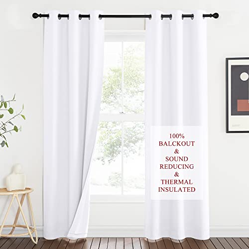 NICETOWN Sound Barrier 100% Blackout Divider Curtains 84", Noise, Heat and Cold Blocking Drapes with Felt Fabric Lining for Noise Reducing/Nursery/Day