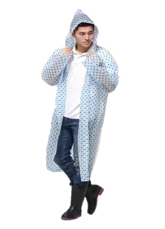 Women|Girls EVA Transparent Rain Coat Hooded Outdoor Water Resistant Portable Raincoat Suit (Random Color)-image-34