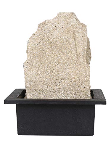 Image of Polyresin Cream Color Buddha Table Top Indoor Waterfall Fountain for Home Decor with LED Lights, Speed Controller Pump & Crystal Ball (Size: 25.5 x 21 x 18.5CM | Weight: 1060grm)