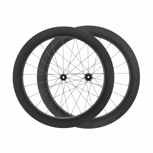 Juego De Ruedas De Cubierta De Bici De Carretera 700C Ruedas Aerodinámicas De Alto Perfil 55/65mm Llanta De Carbono Eje Pasante 12 * 100/142mm Bloqueo Central Cassette De 8 12 Velocidades(65mm)