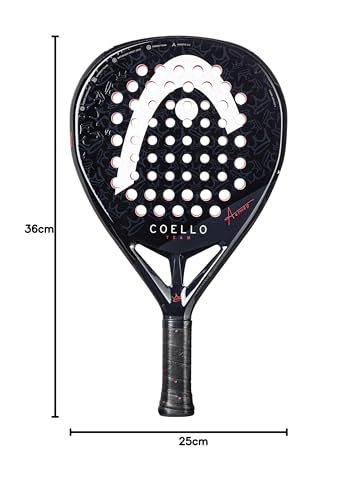 Image of HEAD Coello Team 2025 Padel Racquet | Auxetic 2.0 Technology | Lightweight | Easy Power, Spin & Comfort | Long-Lasting Performance | Optimized Sweetspot | Material: Carbon | Color: Black