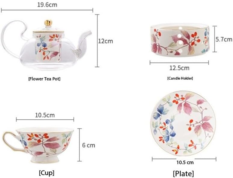 Bone China Flower Tea Set Light Luxury Home Afternoon with Glass Teapot A Filter