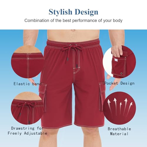 Men's Swim Trunks, surf Shorts, Quick-Drying Men's Swim Trunks with Compression Padding, Swimwear with Side Pockets3