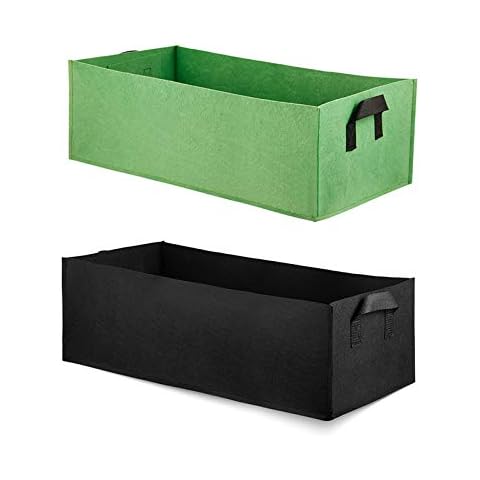 YHNHT 2Pcs Fabric Raised Garden Bed,3x2x0.6ft Rectangle Plant Grow Bags with Handles Portable Planting Pouch Garden Grow Bags for Flowers Vegetables Plants Cover