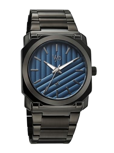 Image of Fastrack Vyb Challenger with Quartz Analog Blue Dial Grey Stainless Steel Strap Watch for Men - FV30045QM01W
