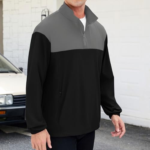 Image of EDITCOZY Men's Lightweight Quarter Zip Pullover Casual Windbreaker for Running Golf Jackets with 3 Pockets