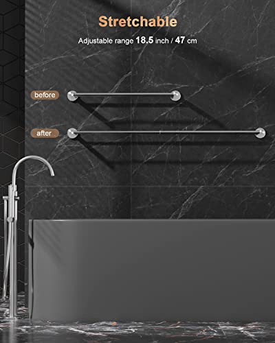 Adjustable 23.6 To 42 Inch Double Bath Towel Bar, Zuext Polish Chrome Finished Stainless Steel Towel Holder,Wall Mount Expandable Hand Towel Rod For Bathroom Kitchen Washroom,1" Tube Towel Rail Racks #TOP4