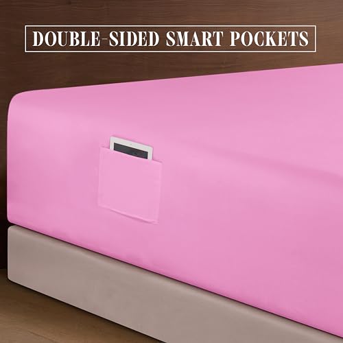 Elegant Comfort Luxurious 1500 Premium Hotel Quality Microfiber 4-Piece Sheet Set, 18-24 Inches Deep - Extra Deep Pocket Sheets - Ultra Soft 4PC Deep Pocket Sheets, King, Light Pink