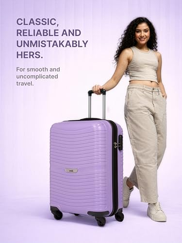 Image of ZOUK Zoya Hardcase Trolley Bag Set of 2 (Cabin 57cm & Medium 67cm) Lightweight PP Suitcase with Silent Spinner Wheels, Telescopic Handle & Combination Lock | Travelling Luggage for Men & Women, Lilac