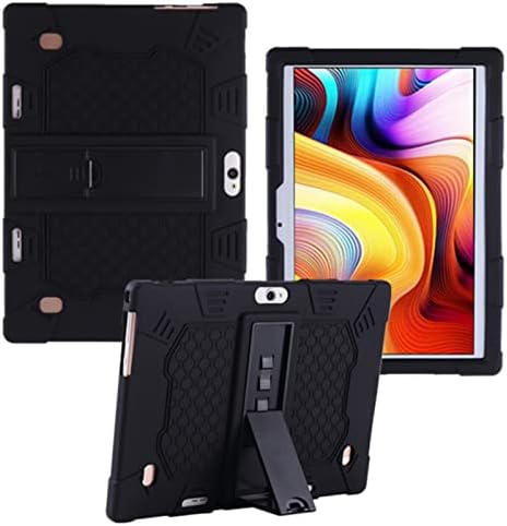 HminSen Case for YELLYOUTH 10.1 inch Android Tablet, Silicone Adjustable Stand Cover Compatible with Foren-Tek 10,Hoozo 10,Wecool 10.1 Inch Android Tablet, ZONKO 10.1 Inch Tablet (Black)