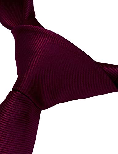 GUSLESON Brand Men\'s Wedding Solid Wine Burgundy Tie Necktie With Cufflinks and Pocket Square (0789-06)